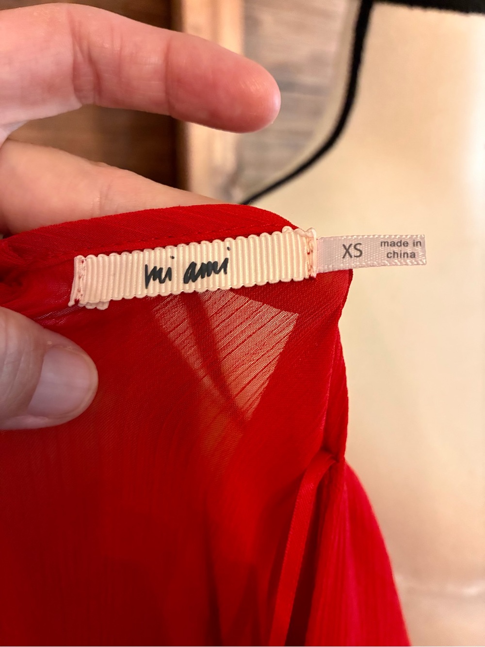 V-Neck Red Elastic Waist Mini Dress - Picture 3 of 3